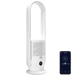 Produktbild: djive ARC Casual 2in1 Turmventilator sehr leise & Luftreiniger mit HEPA 14, Ventilator Alexa kompatibel, App, Turmventilator mit Fernbedienung, oszillierender Raumkühler, Säulenventilator leise, weiß