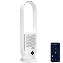 Produktbild: djive ARC Portable 2in1 Luftreiniger & Turmventilator mit optionalem Akku, 29dB leise, tragbar, HEPA 14 & UVC eliminieren Pollen & Hausstaub, mit App & Alexa, Air Purifier ideal für Kinderrzimmer weiß