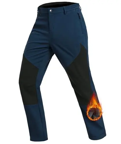 Produktbild: Djtnzdm Skihose Herren Wasserdicht Softshellhose Winddichte Thermohose Outdoor Wanderhose Warm Gefüttert Winter Arbeit Hosen Männer Verschleißfest L Navyblau