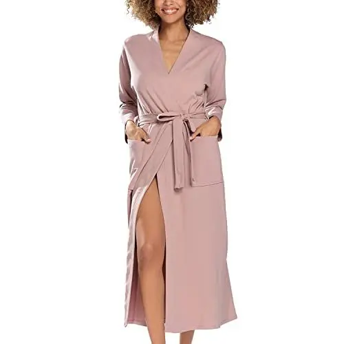 Produktbild: DKaren Damen Bademantel Frottee Ohne Kapuze Melisa Clothes, Light Pink, S EU