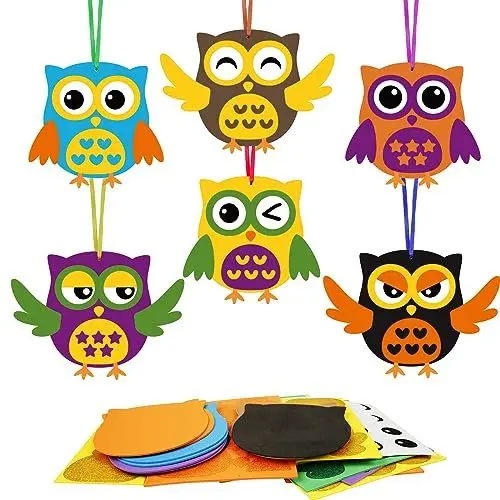 Produktbild: DKINY 12 Eule Bastelsets für Kinder, Eule Mix&Match Kunst und Bastelhandwerk für Kinder Saisonale Kreativsets Bastelbedarf zum Basteln Herbst Eule Basteln zum Dekorieren in Herbstzeit
