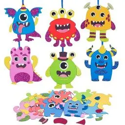 Produktbild: DKINY 12 Monster Bastelsets Kinder Monster Mix&Match Kunst und Bastelhandwerk Halloween Kreativsets zum Basteln und Dekorieren Kreative Bastelbedarf für Junge Mädchen Halloween Karneval Geburtstag