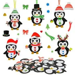 Produktbild: DKINY 12 Pinguin Bastelset für Kinder Pinguin Mix&Match winterbasteln Anhänger Kunsthandwerk zum Basteln und Dekorieren Kreativsets Bastelhandwerk für Weihnachtsbaum Winter