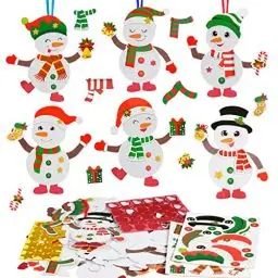 Produktbild: DKINY 12 Schneemann Bastelset für Kinder Schneemann Mix&Match Winter Basteln Anhänger Kunsthandwerk zum Basteln und Dekorieren Kreativsets Bastelhandwerk für Kinder Winter