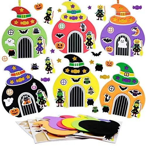 Produktbild: DKINY 12 Stück Halloween Hexentür Bastelsets Hexen Haus Mix&Match Kunst und Bastelhandwerk für Kinder Saisonale Kreativsets und Bastelbedarf zum Basteln Halloween Hexentüren zum Dekorieren