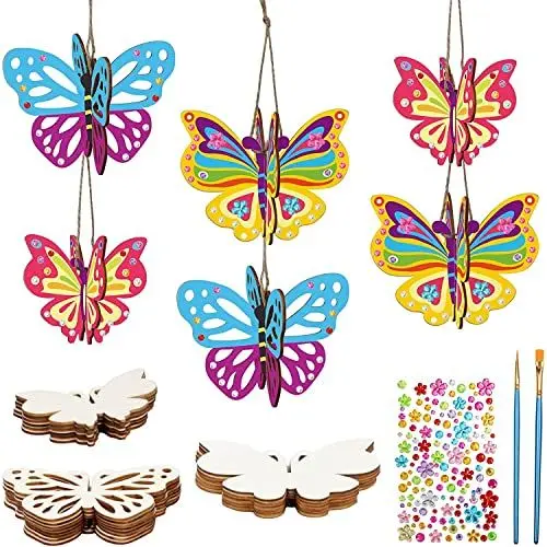 Produktbild: DKINY 12pcs 3D Schmetterling aus Holz, Schmetterling Holzbastelsets für Kinder, Kreative Kunst & Bastelbedarf, 3D-Schmetterlinge zum Basteln, Ideale Geschenke für Junge Mädchen in Frühling Ostern