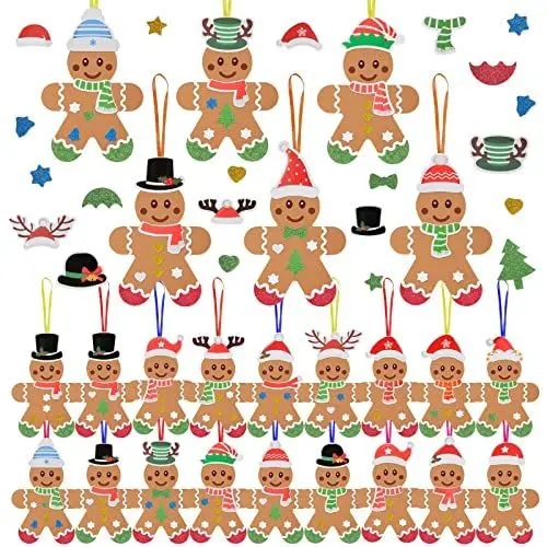 Produktbild: DKINY 24pcs Lebkuchenmann Bastelset für Kinder Lebkuchenmann Mix&Match winterbasteln Anhänger Kunsthandwerk zum Basteln und Dekorieren Kreativsets Bastelhandwerk in Winter