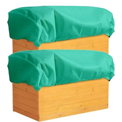 Produktbild: DKINY 2 Stück Schutzhülle für Blumenkästen, Winterschutz Balkonpflanzen, Frostschutz Schutzhaube mit Kordelzug, Kübelpflanzensack Winterschutztopf für Pflanzen in Balkon Draußen 150 x 45 x 40cm Grün
