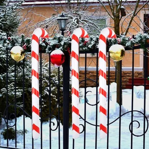 Produktbild: DKINY 3 Stück 120cm Aufblasbare Weihnachten Zuckerstangen Riesige Neuheit Zuckerstange Stick Groß Grinch Weihnachtsdeko Inflatable Stöcke Weihnachten Deko für Outdoor Haustür Weihnachtsbaum
