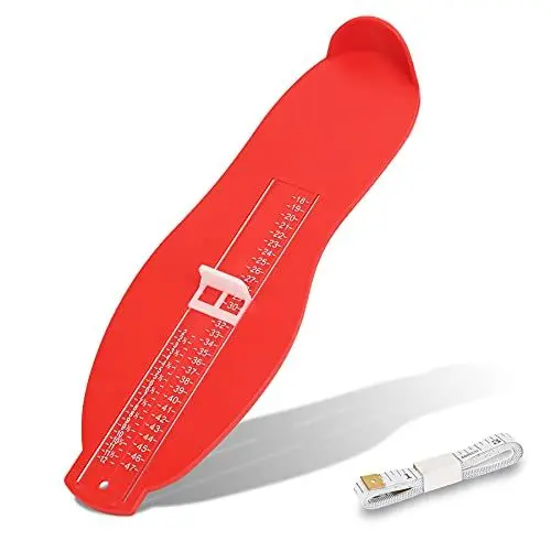 Produktbild: DKINY Fußmessgerät Schuhgrößen Messen Größen 18-47 mit Maßband PVC Innenschuhmessgerät Schuhgrößentabelle Schuhgrößenmessgerät Schuhmessgerät Füße Messgerät Fussmesser für Kindern und Erwachsenen-Rot