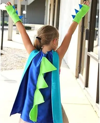 Produktbild: DKINY Halloween Dinosaurier Umhang, Halloween Cosplay Kinder Köstum Cape mit Mask, Drachen Mantel Kleidung für Rollenspiel Themenparty Halloween Maskerade Jungen Mädchen, Hellblau