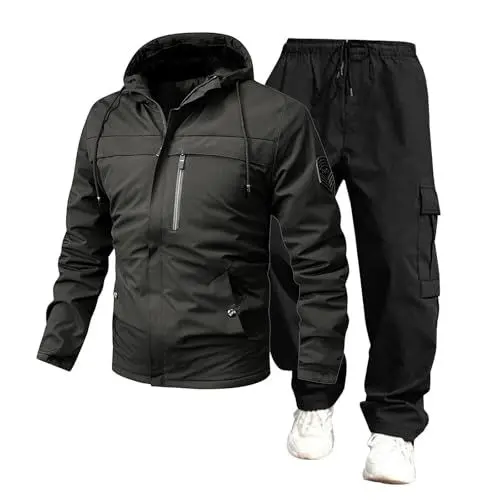 Produktbild: DKLOVIFU Angelanzug Jogginghose Herren 2024 Trend Rushing Jacke Kombination Arbeitshose Angel Anzug Jogginganzug Trainingsanzug Freizeitanzug wasserdichte Strickjacke Outdoor-Sportbekleidung