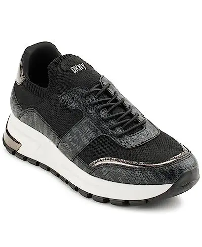 Produktbild: DKNY Damen Maida-Lace up Sneaker, Black/Dark Gunmetal, 37 EU