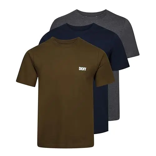 Produktbild: DKNY Men's Pack of 3 100% Cotton T-Shirt, Blue, M (3er Pack)