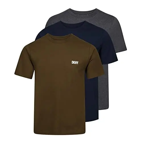 Produktbild: DKNY Men's 100% Cotton Designer Pack of 3 T-Shirt, Olive, M