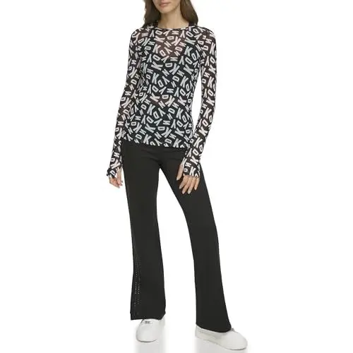 Produktbild: DKNY Women's Jumbo Logo Printed Sweatshirt Pullover Sweater, Brown, 36
