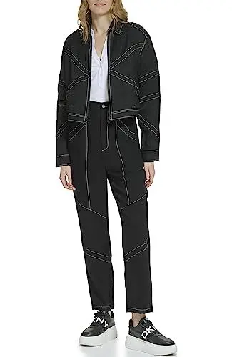Produktbild: DKNY Women's Long Sleeve Crinkle Dressing Jacket, Black, S