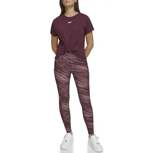 Produktbild: DKNY Women's Metallic Logo Boxy Knit T-Shirt, Currant, XS