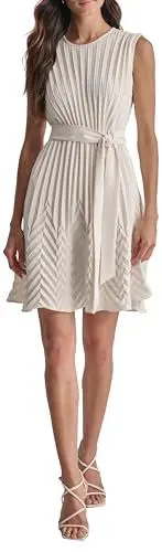 Produktbild: DKNY Women's Sleeveless Jewel Neck Front Dress, Eggshell, Size 38