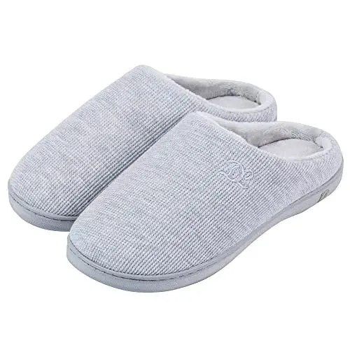 Produktbild: DL Hausschuhe Damen aus Rückstellschaum Winter Wärme Pantoffeln für Frauen Kuschelige Plüsch Slippers Flanell Gefütterte Geschlossen Zehen Rutschfest Puschen Schlappen,Grau,42/43 EU