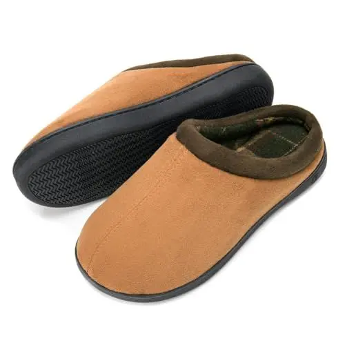 Produktbild: DL Herren Pantoffeln Winter Bequeme Schlappen Weich Gefütterte Hausschuh Warme Herren Winterschuhe Komfort Tuch Plüsch Schuhe Draussen Drinnen, Kaffee 44/45