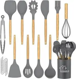 Produktbild: DLD Küchenhelfer-Set – 22-teiliges Silikon-Kochutensilien-Set, Silikon-Küchenutensilien, Kochutensilien, Pfannenwender, Zange, Antihaft-Spatel,antihaftbeschichtetes hitzebeständiges Kochgeschirr
