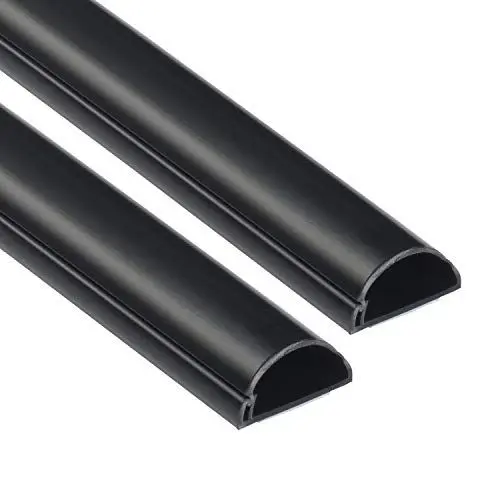 Produktbild: D-Line 1D3015B-2PK Mini Kabelkanal Selbstklebender, Halbrunde Kabelführungen, Kabelleiste - 2x 30mm (B) x 15mm (H) x 1-Meter Länge - Schwarz