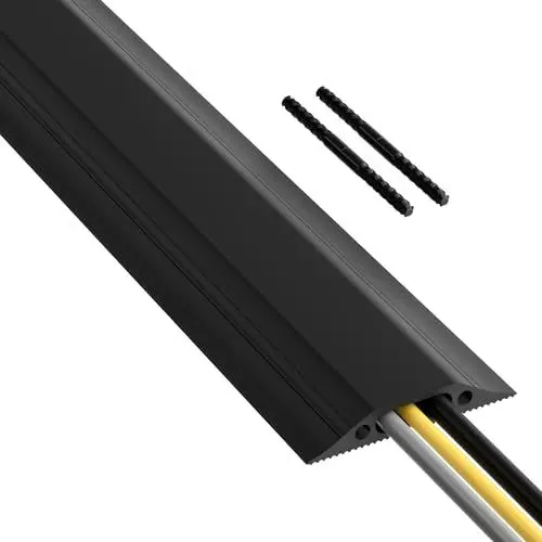 Produktbild: D-Line FC83B/9M Boden Kabelbrücke mit Steckverbindung, Schwarz, Boden-Kabelkanal 83x14mm Breit, 9m Länge - Schwarz