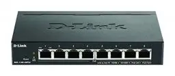 Produktbild: D-Link DGS-1100-08PV2/E, 8-Port Layer 2 Gigabit PoE Smart Switch (8 x 10/100/1000 Mbit/s BaseT PoE Port, 64W PoE Kapazität, lüfterlos, Metallgehäuse) - Nur EU-Netzkabel, Schwarz