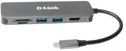Produktbild: D-Link DUB-2327 6-in-1 USB-C Hub mit Power Delivery (PD 60W, 4K HDMI, 2 USB 3.0 Ports, SD/MicroSD Card Reader für PC, MacBook Pro, MacBook Air, iPad Pro, Chromebook, Surface Pro u.w.)