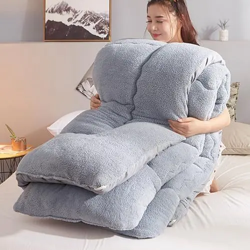 Produktbild: DLKJCX Sherpa-Decke in Queen-Size fürs Bett, 3-lagiges Luxus-Flanell-Fleece, Dickes, superweiches Bett, Hibiskus-Steppdecke, maschinenwaschbar für den Winter(G,200cmX230cm-4kg)