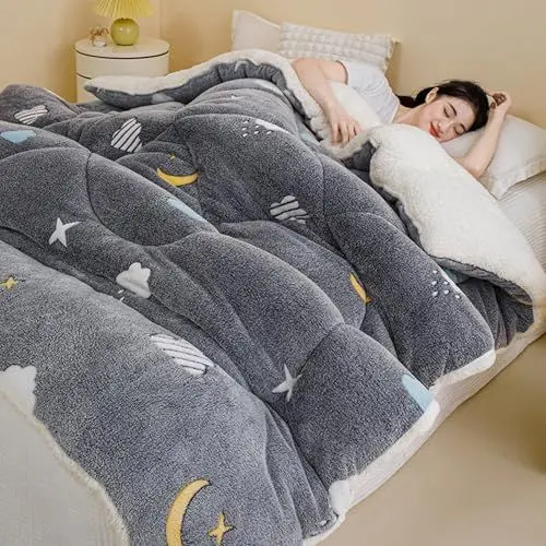 Produktbild: DLKJCX Sherpa-Decke in Queen-Size fürs Bett, 3-lagiges Luxus-Flanell-Fleece, dick, superweich, warm und flauschig für den Winter, maschinenwaschbar(C,200X230cm-4KG)