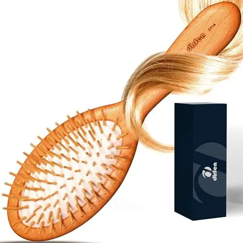Produktbild: DLRFEN Profi Haarbürste 3714 | Haarbürste ohne Ziepen aus Holz für Frauen, Männer & Kinder mit kurze oder lange Haare | Entwirrbürste auch für Locken | Detangler Bürste ideal zum Föhnen & Glätten
