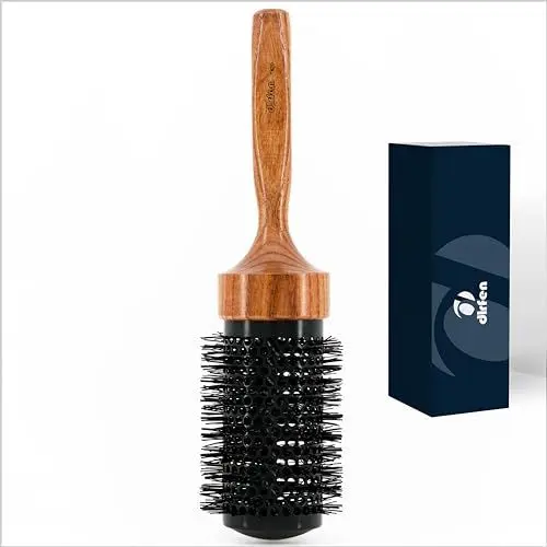 Produktbild: DLRFEN ProfI Rundbürste 7420 | Ø 53/70 mm | Haarbürste rund aus edlem Holz, antistatische Nylonborsten & Keramik Hülse | Rundbürste groß für Damen & Herren | Föhn-Bürste für lange Harre & Locken