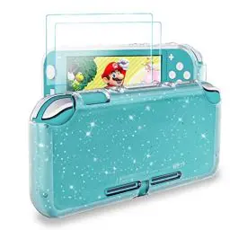 Produktbild: DLseego Kompatibel mit Switch Lite 2019 Hülle,Flüssigkristall Glitter Bling Weiche TPU-Abdeckung Stoßfeste Anti-Kratzer Design Switch Lite Hülle + (2 Pack) Displayschutzfolien aus Gehärtetem Glas