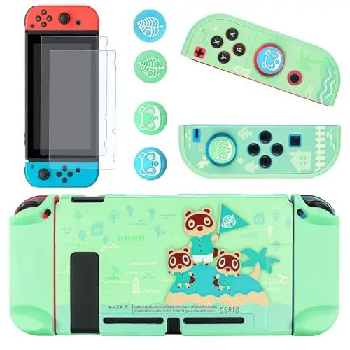 Produktbild: DLseego Schutzhülle Kompatibel mit Switch, Hard Hülle Schale Kratzfeste, Stoßfeste Abdeckung Case mit 2 Schutzfolie und 4 Joystick Kappen für Switch Konsole und Joy Con - Grün