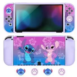 Produktbild: DLseego Schutzhülle Kompatibel mit Switch OLED,Schlanke Weiche Dockable Schutzhülle mit 4 Switch Joystick Kappen,Kratzfeste Stoßdämpfung Switch OLED Hülle,Lila Alien Monster OLED