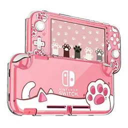 Produktbild: DLseego Schutzhülle für Switch Lite, Clear Hard PC Case Cover Split Design Stoßfeste Anti-Scratch Shell Zubehör für Switch Lite Console und Joycon Controller - Süße Rosa Cat Paw
