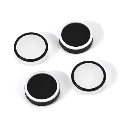 Produktbild: DLseego Thumbstick Kappen für Playstation Portal, weiche Silikon Anti-Rutsch Joystick Grip Caps, 4 Daumen Grip Cover kompatibel mit Playstation Portal Remote Player,Schwarz Weiß