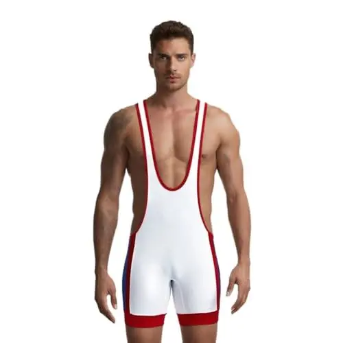 Produktbild: DLSMDOUS Herren Wrestling Unterhemden Ärmellose Sportunterstützer Wrestling Uniform Sport Bodysuit Jumpsuits Zum Spaß 4308 Weiß XL