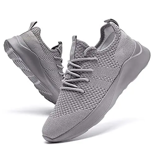 Produktbild: DLWKIPV Herren Laufschuhe Turnschuhe Sportschuhe Sneaker Slip On Schuhe Tennis Schuhe Straßenlaufschuhe Walking Running Freizeitschuhe Fitnessschuhe Grau EU 43