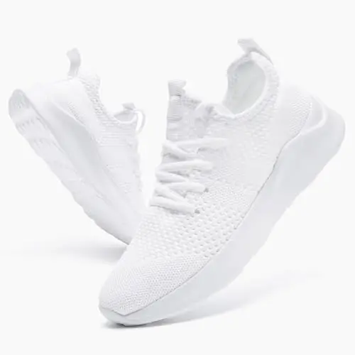 Produktbild: DLWKIPV Herren Laufschuhe Turnschuhe Sportschuhe Sneaker Slip On Schuhe Tennis Schuhe Straßenlaufschuhe Walking Running Freizeitschuhe Fitnessschuhe Weiß EU 44