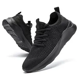 Produktbild: DLWKIPV Herren Laufschuhe Turnschuhe Sportschuhe Sneaker Slip On Schuhe Tennis Schuhe Straßenlaufschuhe Walking Running Freizeitschuhe Fitnessschuhe Schwarz EU 43