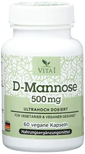 Produktbild: D-Mannose Kapseln 500 mg – Natürliche D-Mannose Unterstützung der Behandlung Rein Pflanzlich: aus Birke