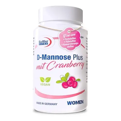Produktbild: D-Mannose Plus mit Cranberry | Hochdosiert mit 1000 mg D-Mannose und 400 mg Cranberryextrakt | Für den Erhalt normaler Schleimhäute und einer normalen Immunfunktion | Monatsvorrat mit 90 Kapseln
