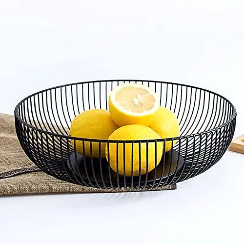 Produktbild: DMAR Obstschale Schwarz Matt, 28x8cm Große Obstkorb Schwarzem, Metall, Rund, Modern, Seicht Obstkorb aus Eisen