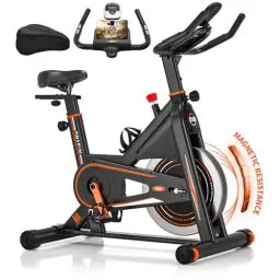 Produktbild: DMASUN Heimtrainer Fahrrad Profi, Leises Hometrainer Fahrrad mit magnetischem Widerstand, Wartungsfreier Ergometer Heimtrainer mit LCD-Monitor, Idoor Bike mit weichem Sitzbezug, 160kg Belastbar