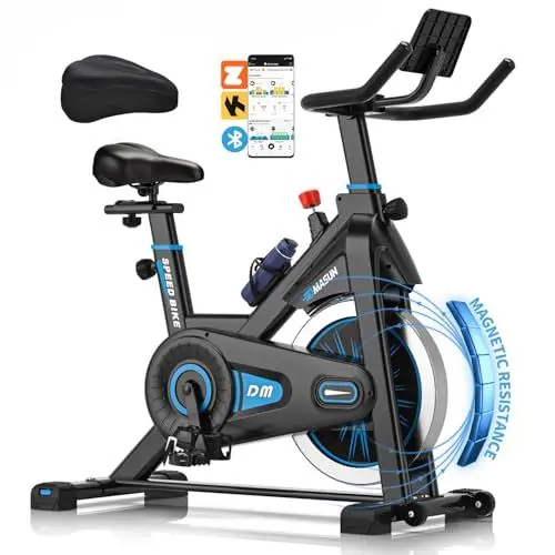 Produktbild: DMASUN Heimtrainer Fahrrad mit Magnetischem Widerstand, Leises Hometrainer Fahrrad, App Kompatibel mit Kinomap, Ergometer Heimtrainer für Kardio-Training zu Hause, Bis 160 Kg Belastbar