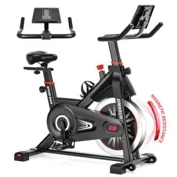 Produktbild: Heimtrainer Fahrrad mit Magnetischem Widerstand, DMASUN Ergometer Heimtrainer mit LCD Display & Größerer Tablet-Halter, Hometrainer Fahrrad, Verstellbare Griffe & Sitz, Fitnessbike 160 KG Belastbar