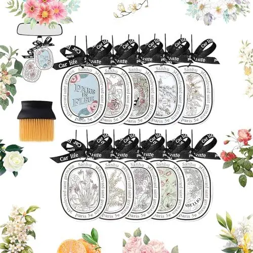 Produktbild: Dmkohi 10 Stück Duftbaum Auto, Auto Lufterfrischer，Car Air Freshener Duftanhänger Set, Auto Duft Lufterfrischer,Lufterfrischer Autoduft Geeignet für Zimmer, Küchen, Geschenke für Frauen Männer
